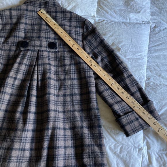 Anthropologie Hazel Double Breast Retro Coat Small Plaid Brown Black 3/4 Sleeve - Picture 16 of 16